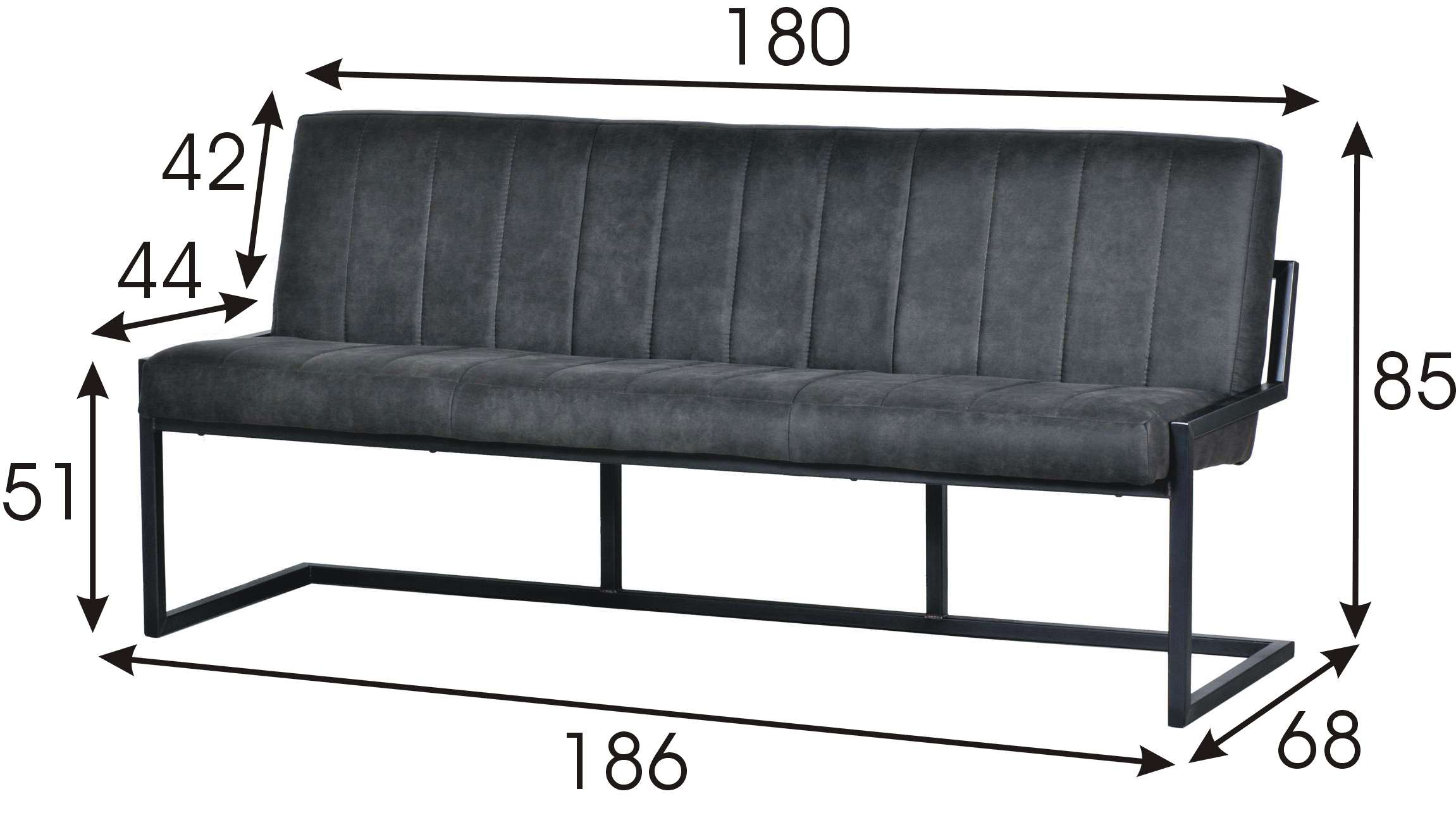 Cadira bench 186cm cover bull anthracite 67 wymiary